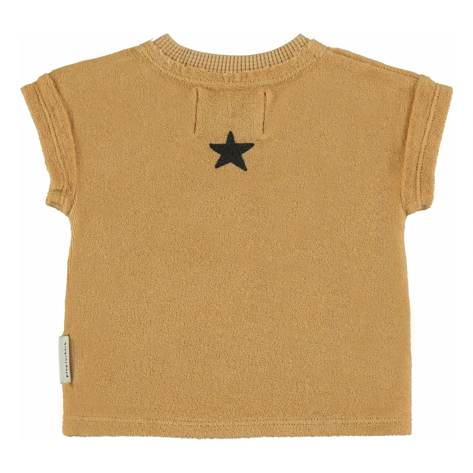 Piupiuchick - Organic Cotton Plush T-Shirt with Tiger Texture | Mustard