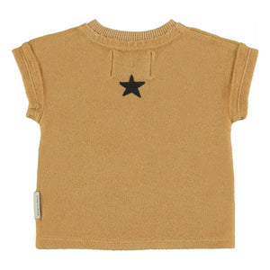 Piupiuchick - Organic Cotton Plush T-Shirt with Tiger Texture | Mustard