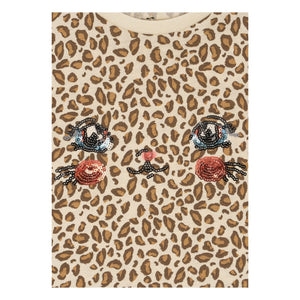 Konges Sløjd - Famo Leopar Organik Pamuklu Tişört ve Şort Takımı | Bej