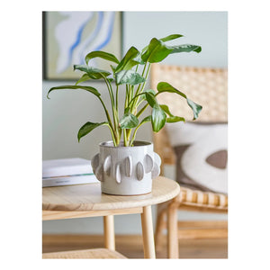 Bloomingville - Pink Stone Ceramic Plant Pot | White