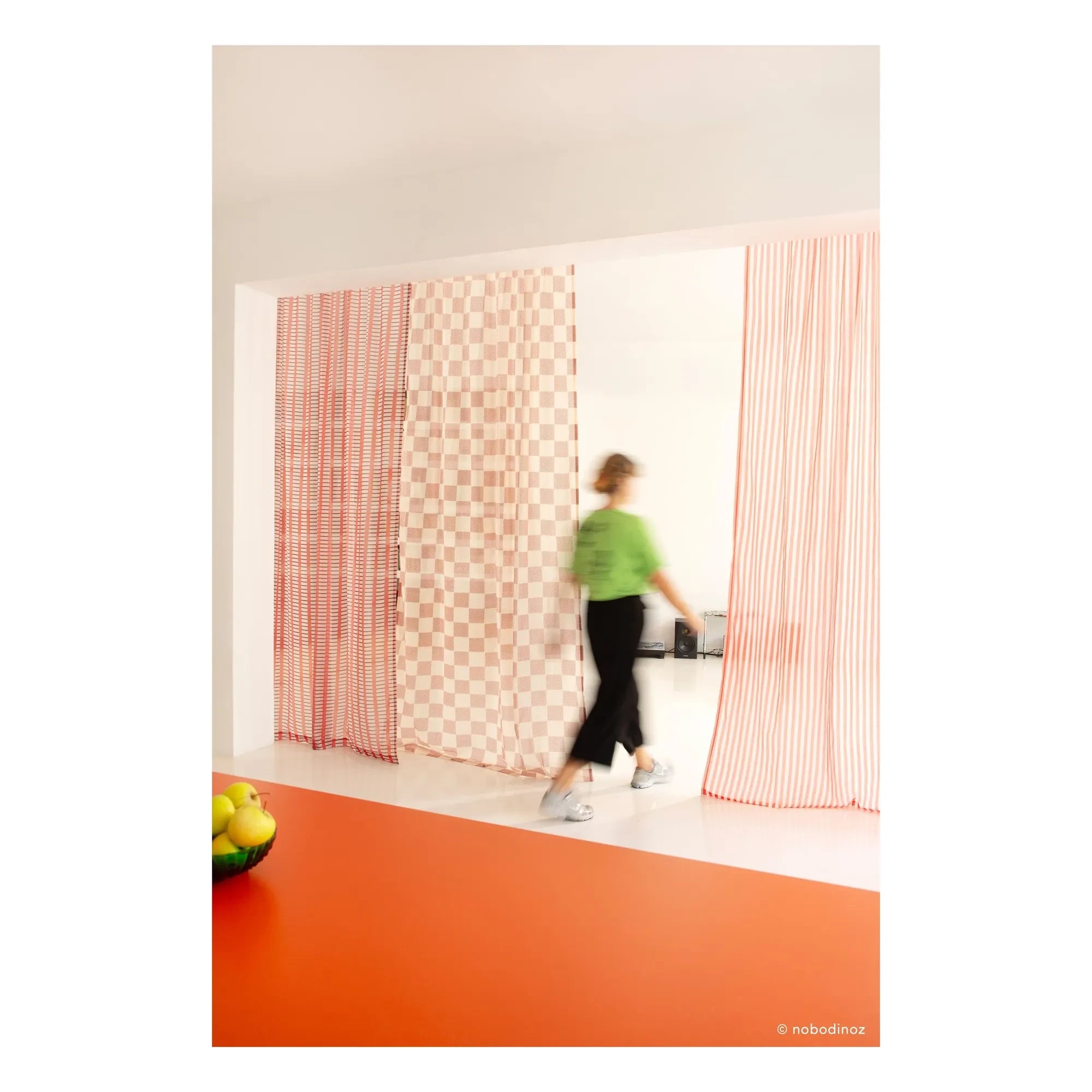 Nobodinoz - Wendy Checked Cotton Voile Curtain | Red