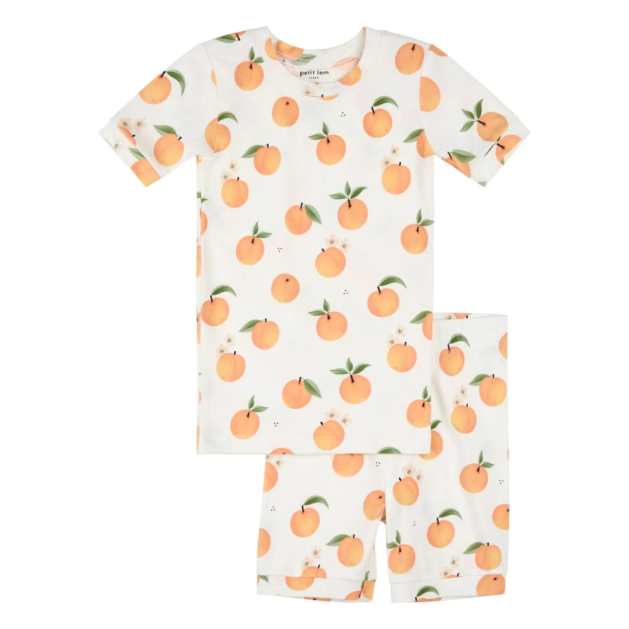 Petit Lem - Pyjama Shorts Clementines Made from Organic Cotton and Modal | White