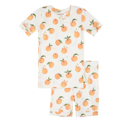 Petit Lem - Pyjama Shorts Clementines Made from Organic Cotton and Modal | White