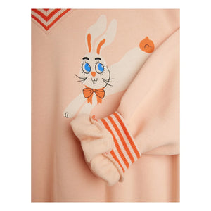 Mini Rodini - Yuvarlak yaka sweatshirt Rabbits Organik pamuk | Pembe
