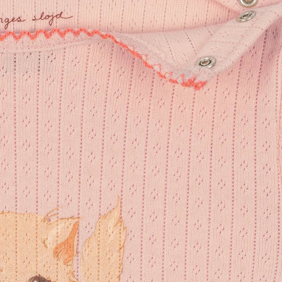 Konges Sløjd - Minnie Ciao Miao Organik Pamuk Pointelle Body | Pembe