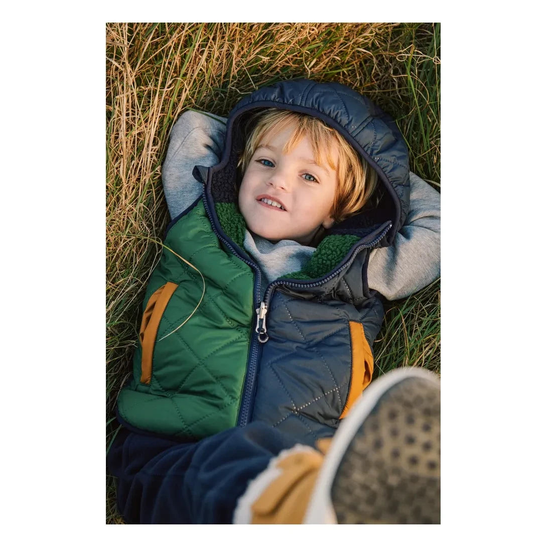 Liewood - Diana Sherpa-style Sleeveless Jacket, Made from Recycled Fibers | Midnight Blue