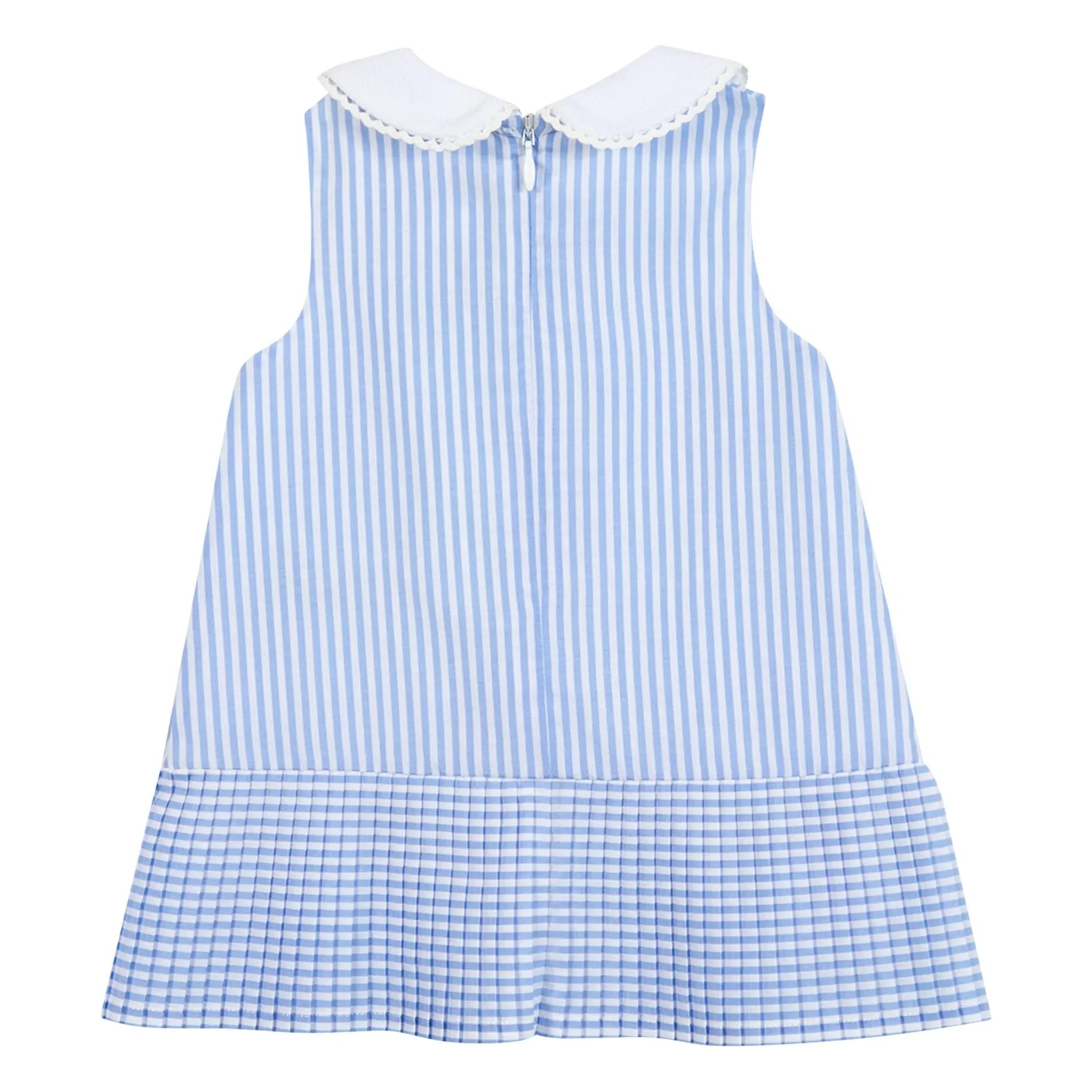 Tartine et Chocolat - Striped Sleeveless Claudine Collar Dress | Blue