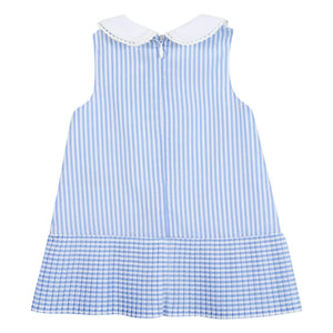 Tartine et Chocolat - Striped Sleeveless Claudine Collar Dress | Blue