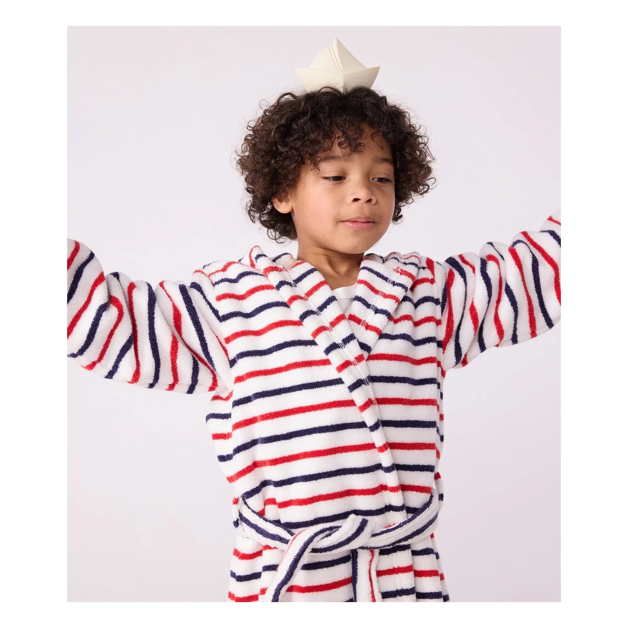 Petit Bateau - Striped Bathrobe | White