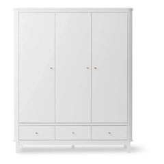 Oliver Furniture - 3-Door Birch Wardrobe 204 x 168 cm | White