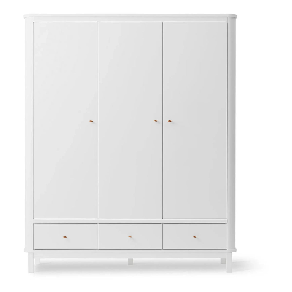 Oliver Furniture - 3-Door Birch Wardrobe 204 x 168 cm | White