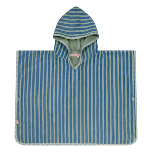 Jera Mini - Striped Towel Robe Poncho | Green Water