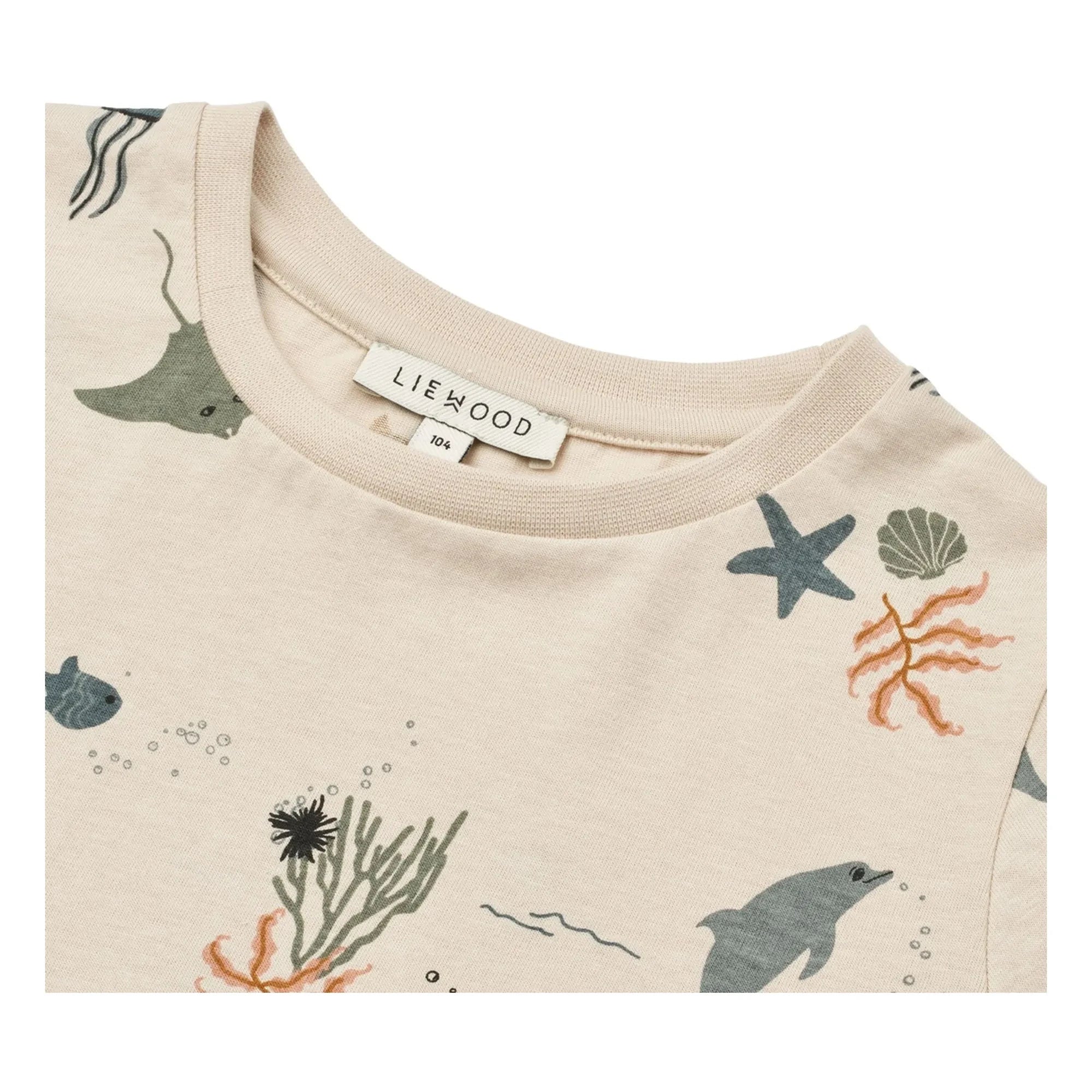 Liewood - Apia Fish Organic Cotton T-shirt | Beige