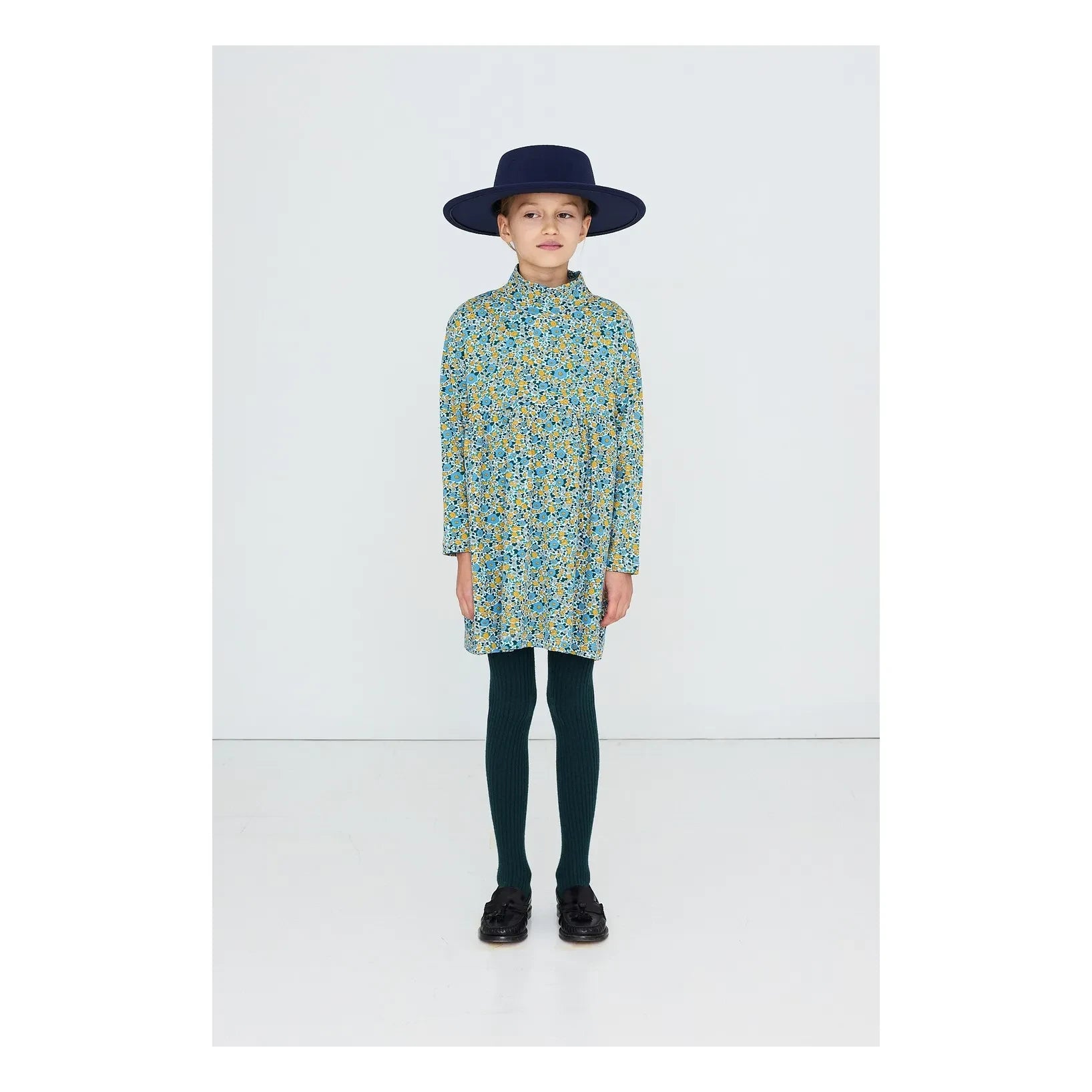 Tinycottons - Organic Cotton Corduroy Floral Dress | Blue