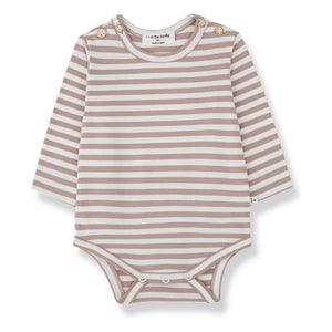 1+ in the family - Striped Biel bodysuit | Mink brown