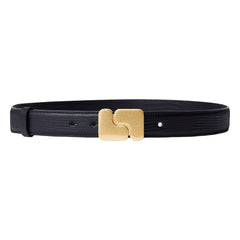 Soeur - Ninon Leather Belt with Lizard Print | Black