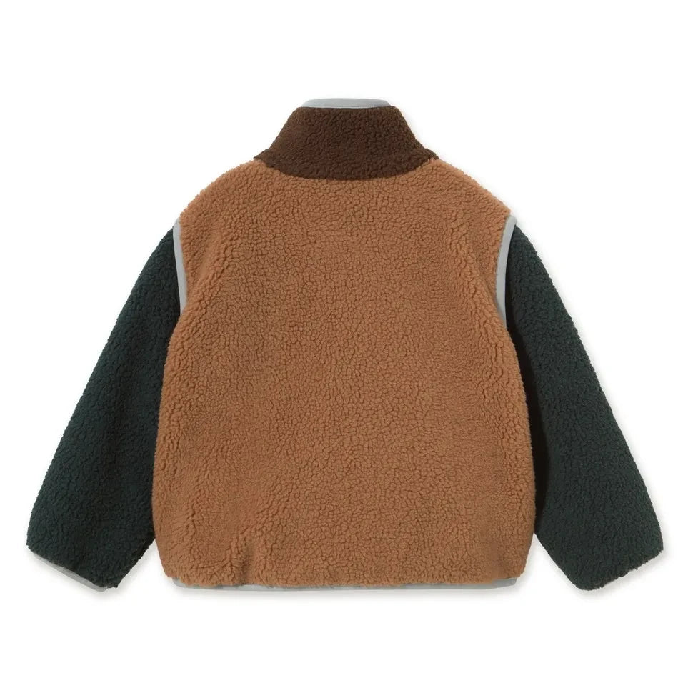 Tinycottons - Color Blocking Sherpa Style Jacket | Brown