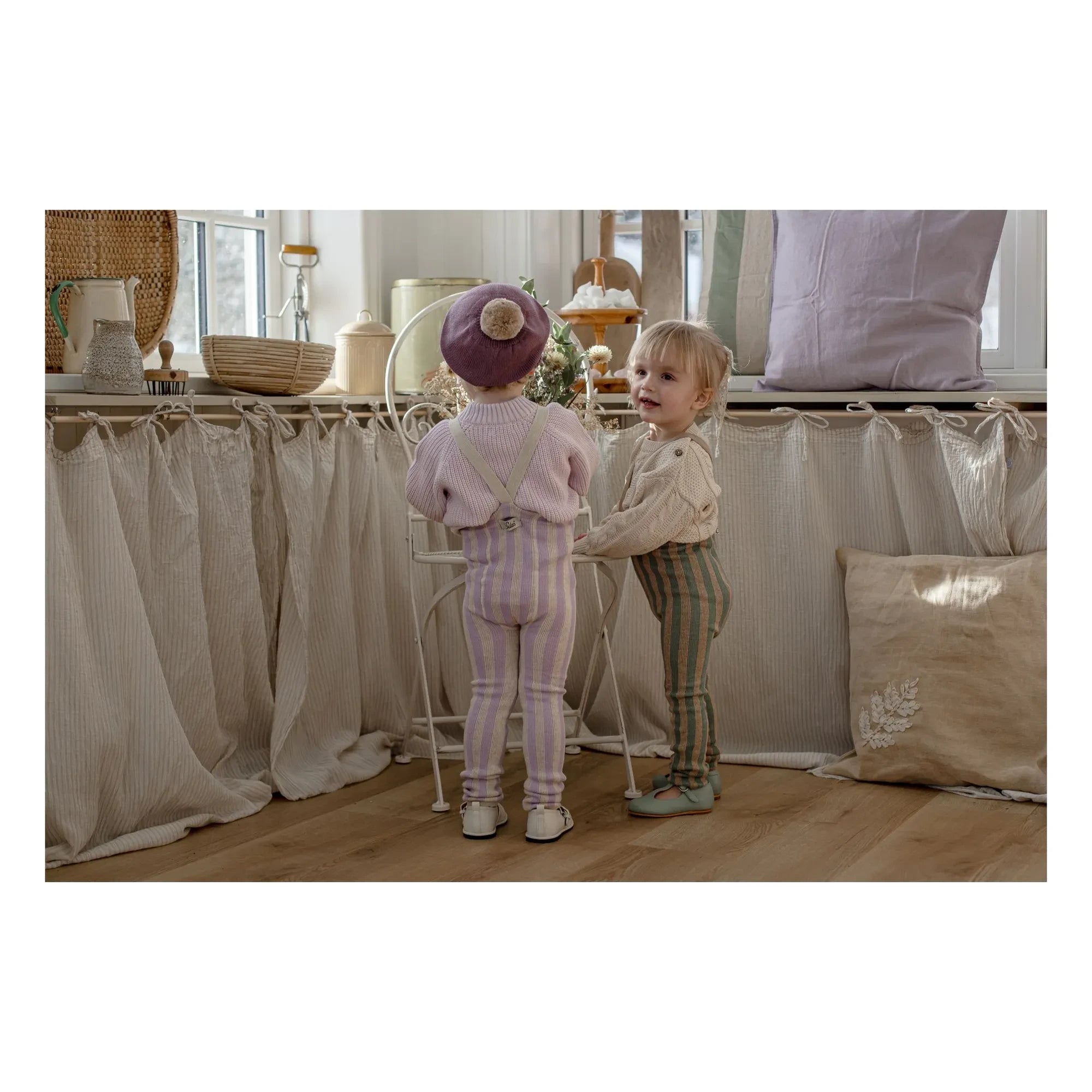 Silly Silas - Striped Organic Cotton Strapless Blind Tights | Lavender