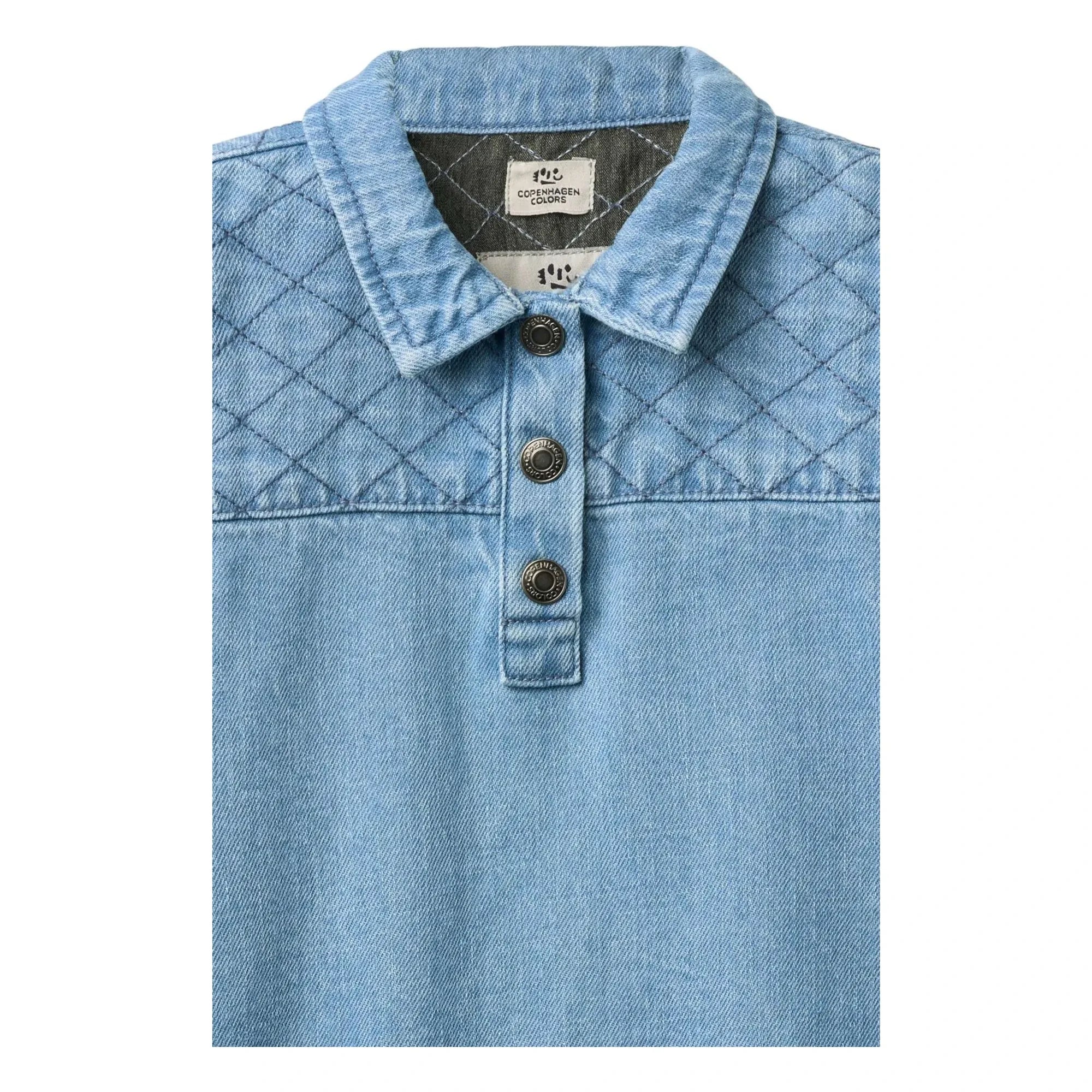 Copenhagen Colors - Quilted Denim Organic Cotton Dress | Light Blue