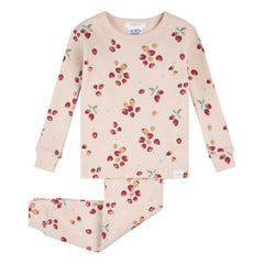 Petit Lem - Floral Ribbed Organic Cotton Long Sleeve Pajamas | Pink