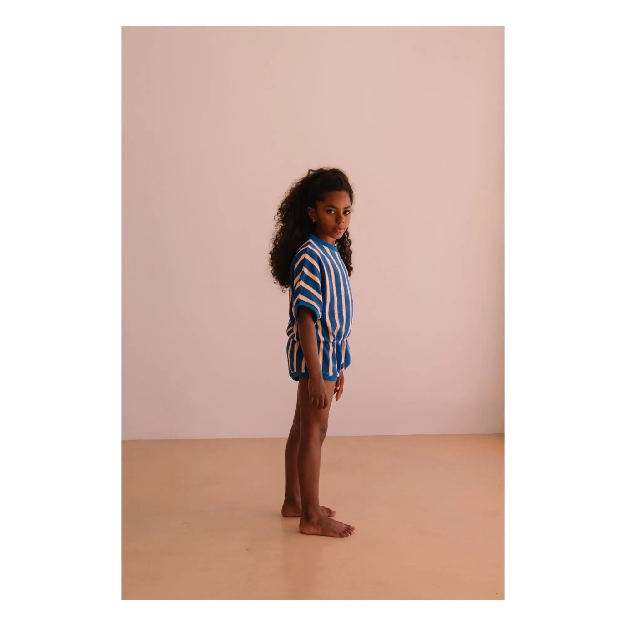 We Are Kids - Romy Striped Organic Cotton Towel Romper | Blue