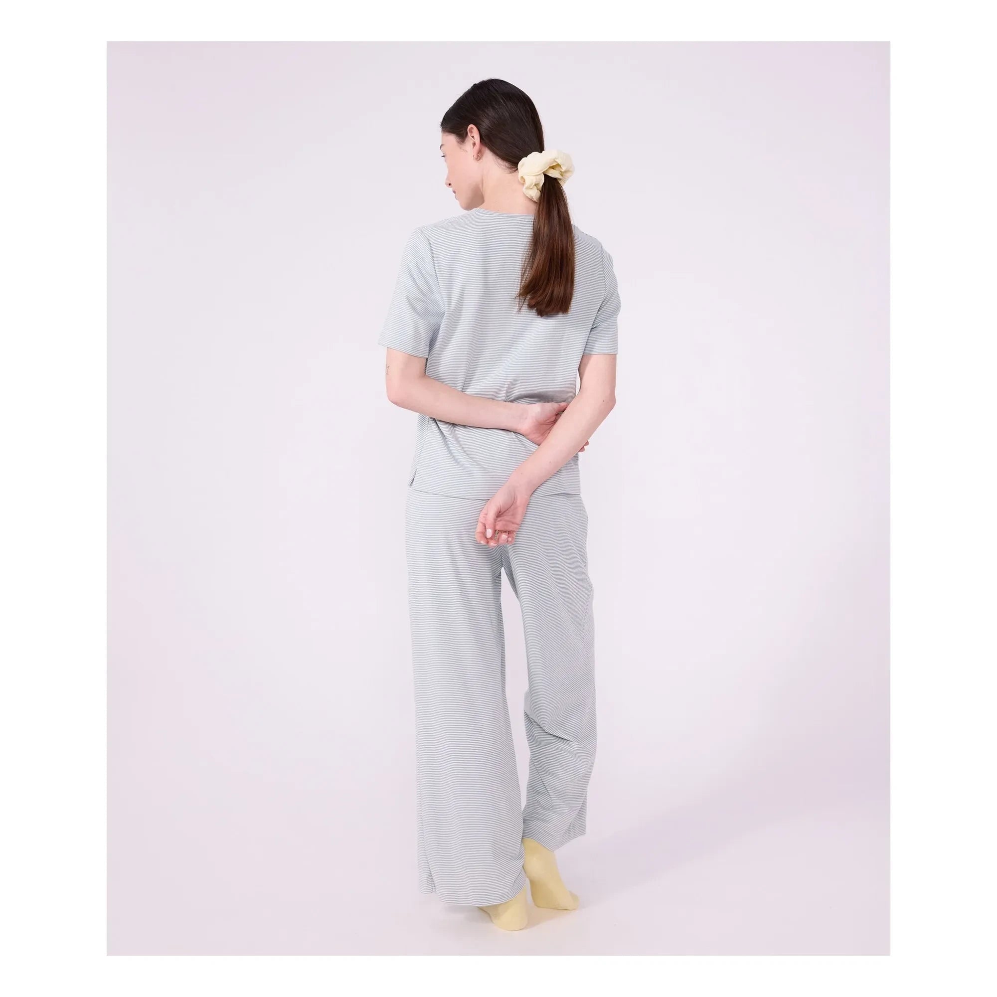 Petit Bateau - Organik pamuklu çizgili pijama | Mavi
