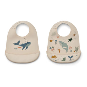 Liewood - Tilda Silicone Bibs - Set of 2 | Marine Life/Sandy