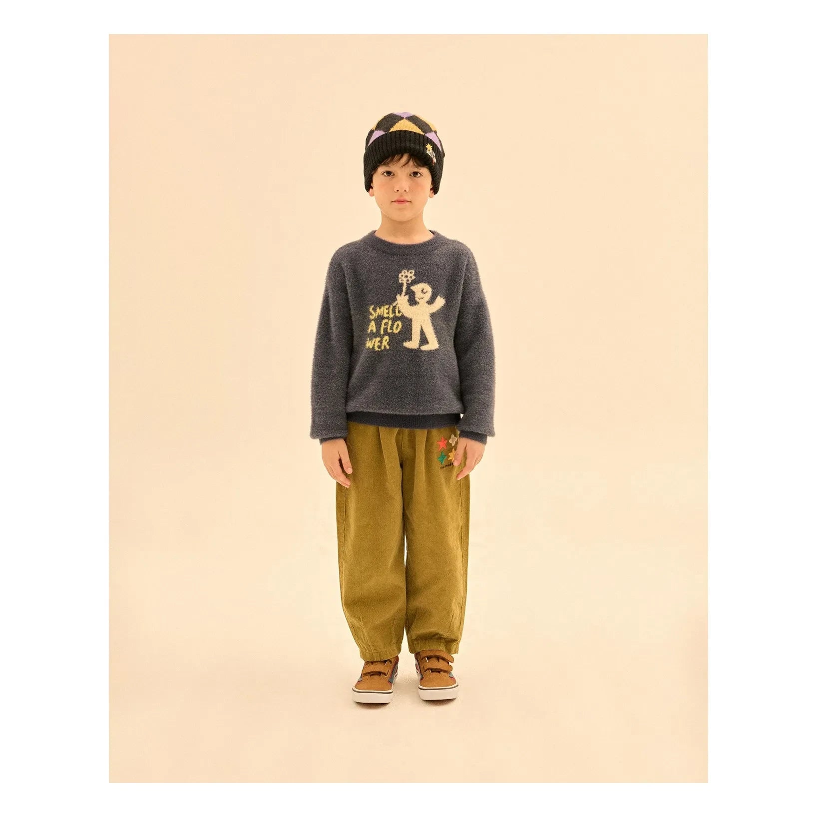 Jelly Mallow - Velvet Star-Patterned Pants | Olive