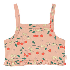 Tinycottons - Cherry organic cotton ruffle top | Pink