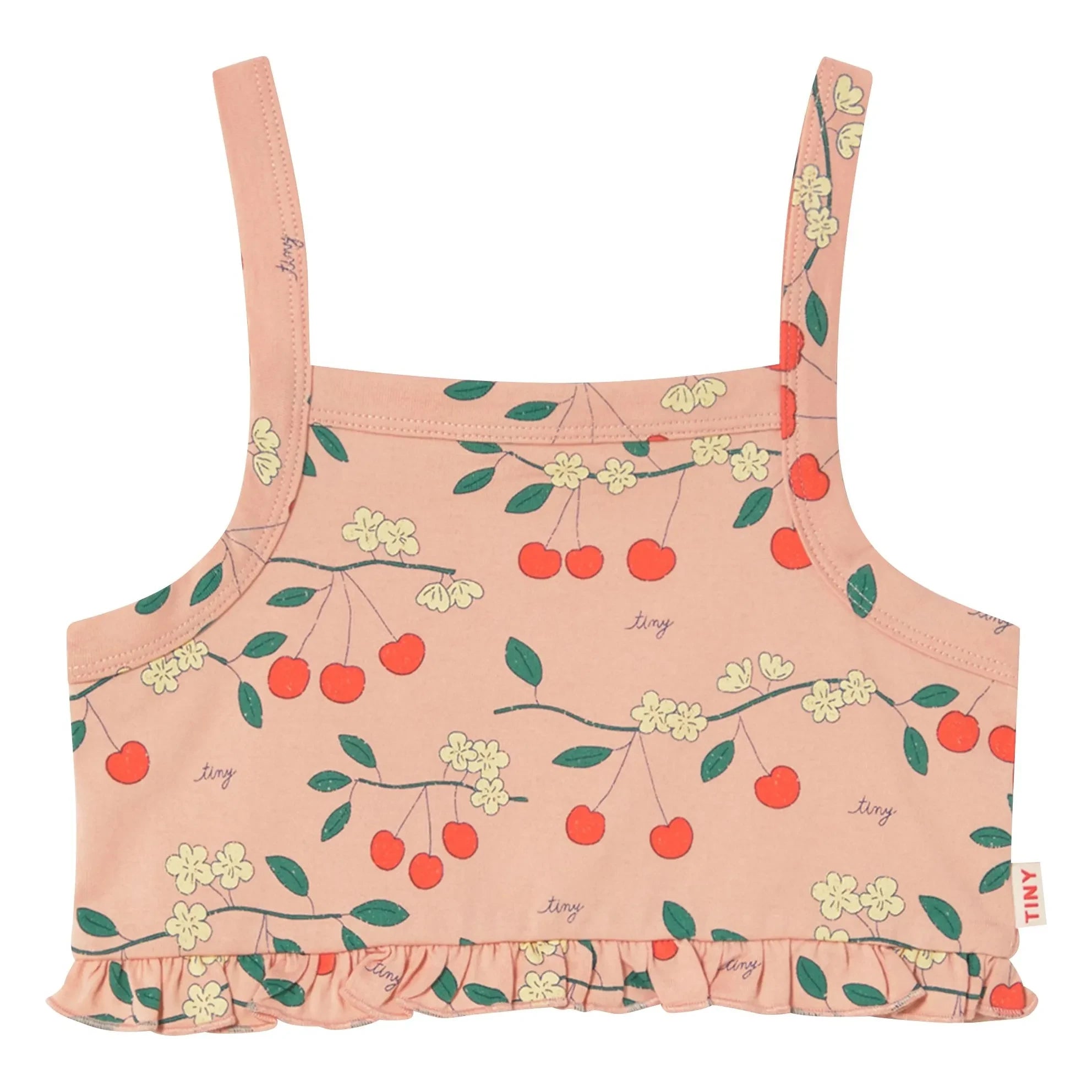 Tinycottons - Cherry organic cotton ruffle top | Pink