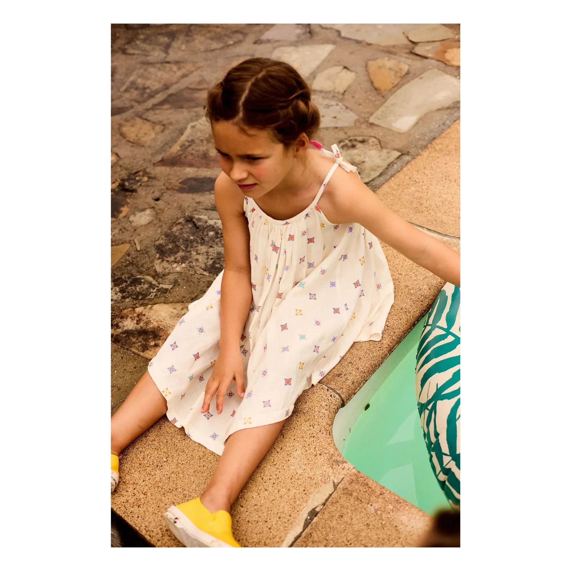 Arsène et Les Pipelettes - Floral Sleeveless Linen Voile Dress | Ecru