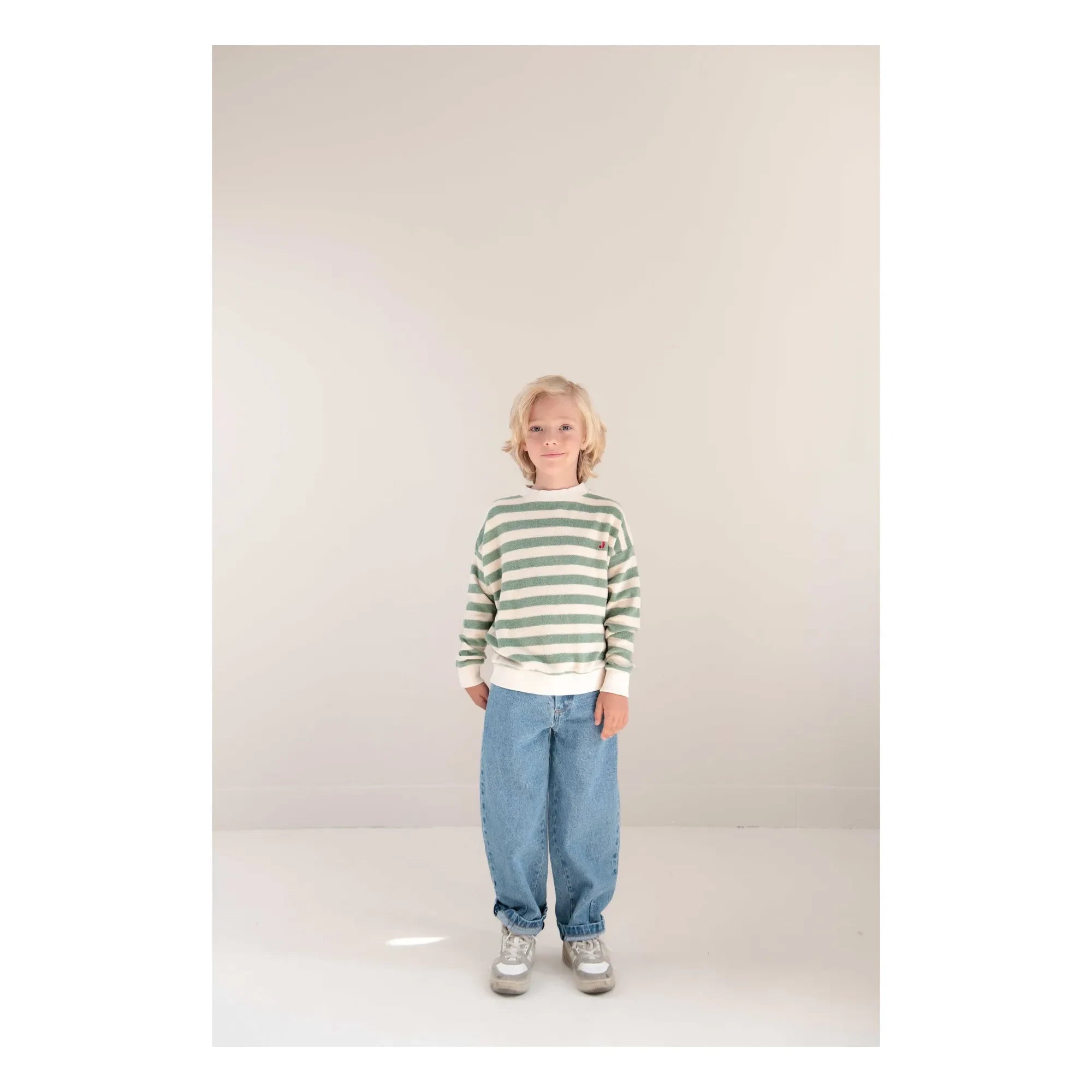 Jenest - Khaki Striped Organic Cotton Sweatshirt | Khaki