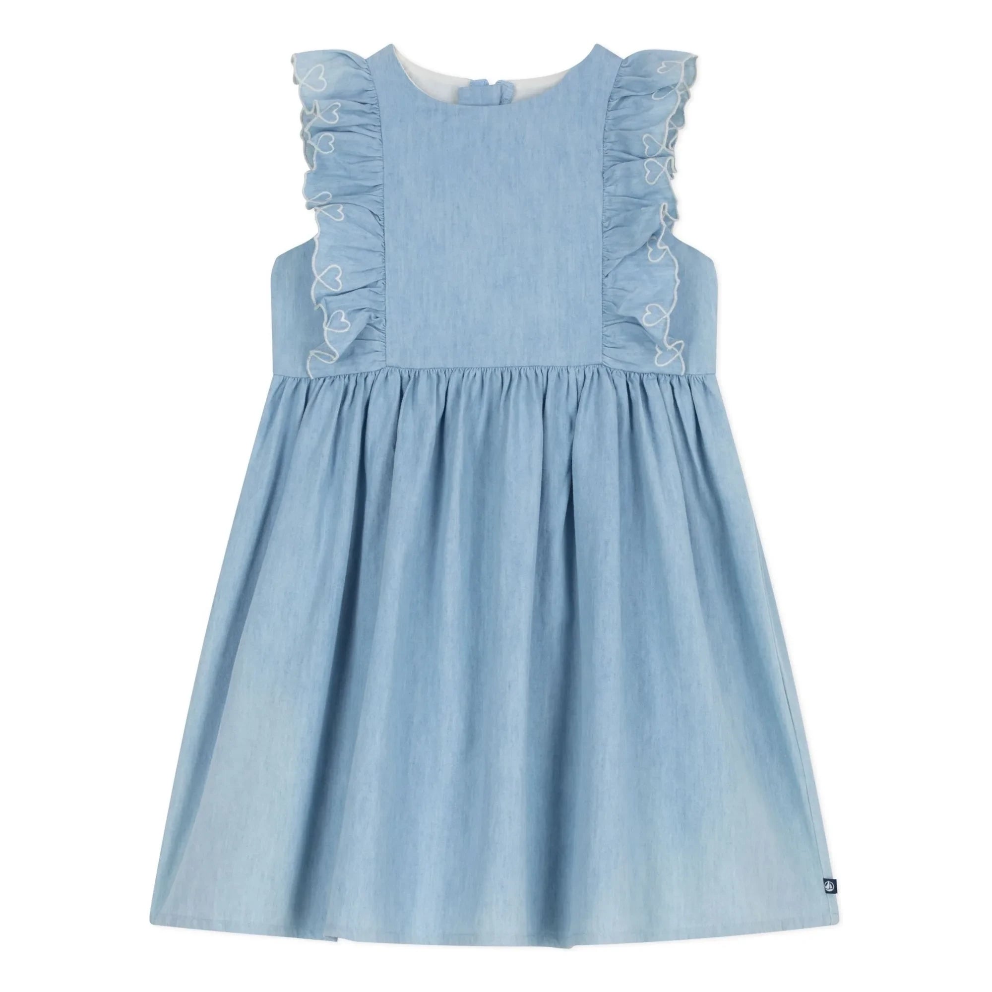 Petit Bateau - Blue Chambray Ruffled Dress