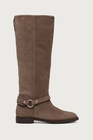 Diz altı düz tabanlı kadın süet çizmeler Wendy 2