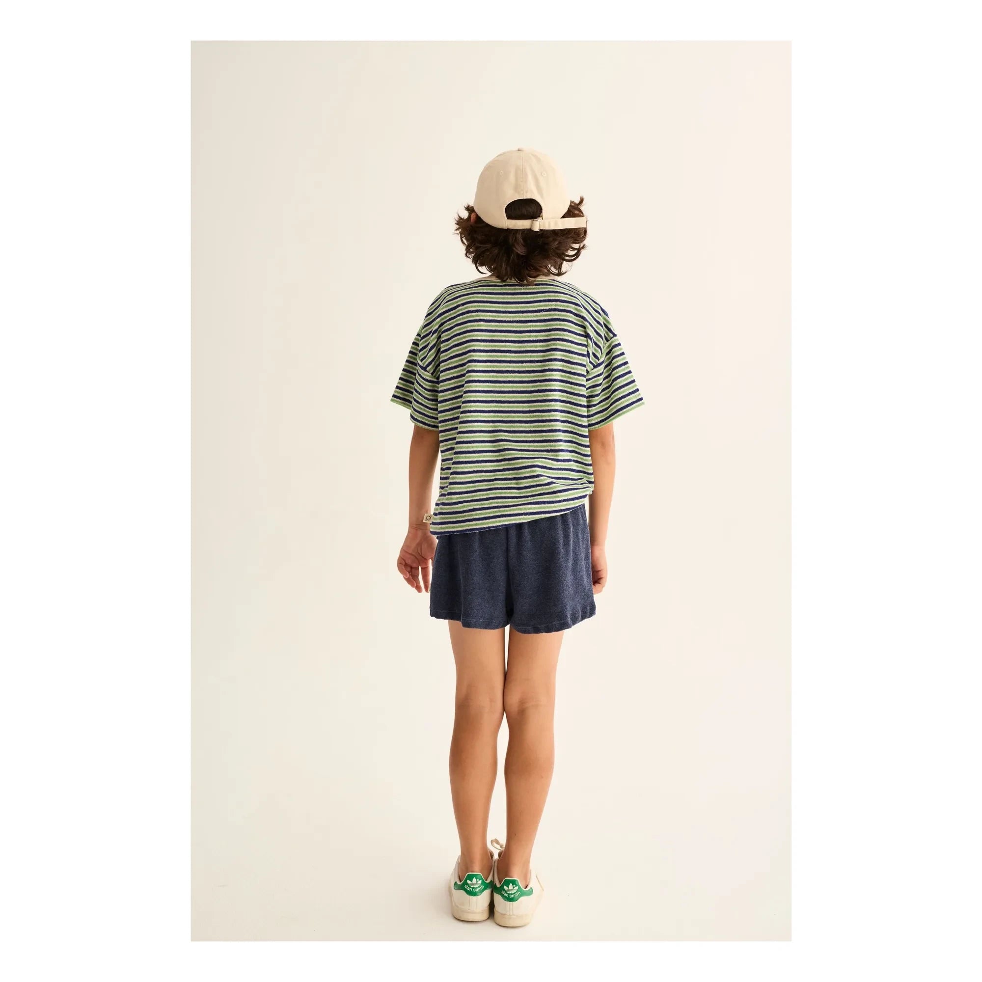 Cozmo - Enea Striped Towel T-Shirt | Navy Blue