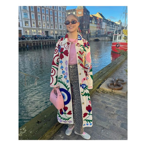 SISSEL EDELBO - Pink White Swan Coat | White