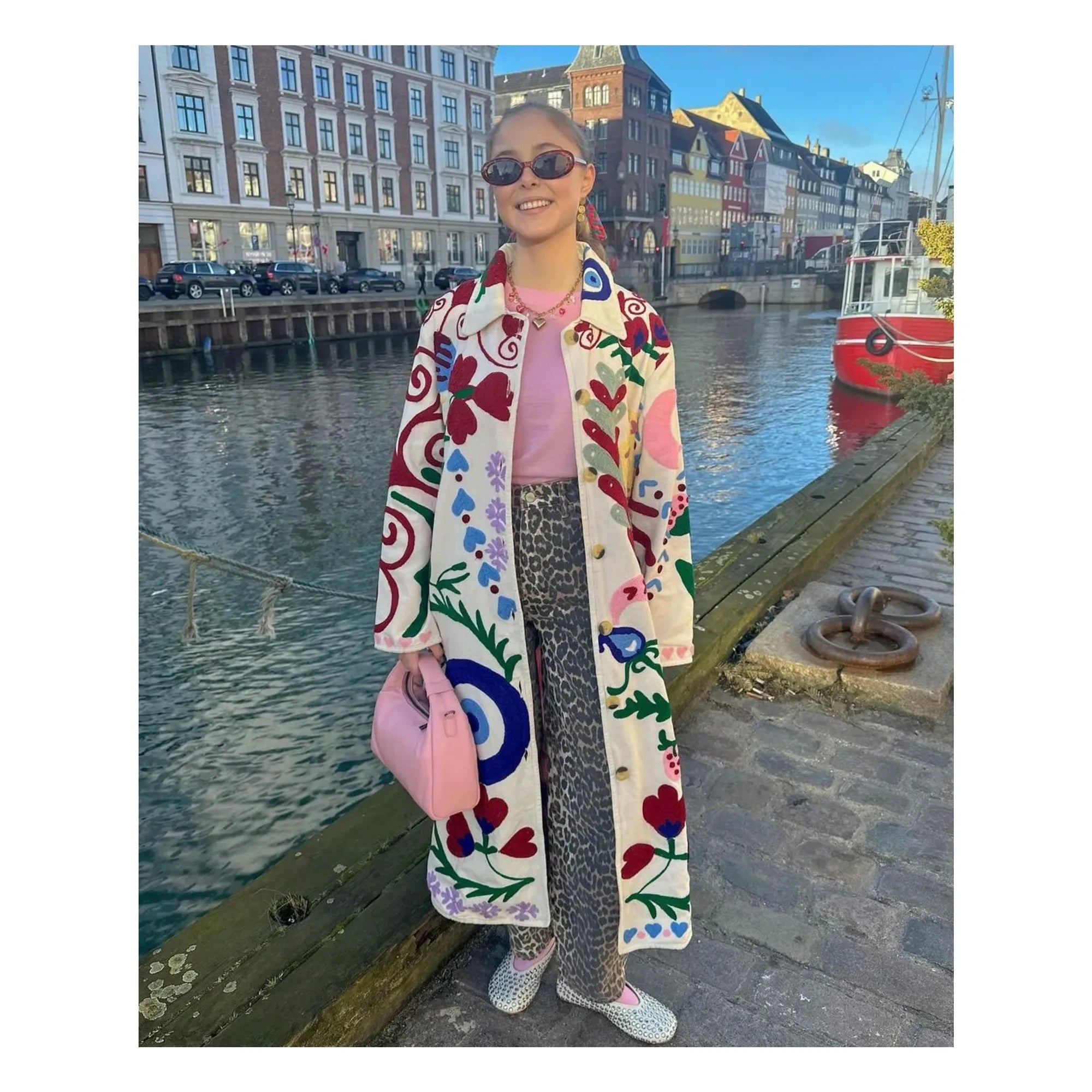 SISSEL EDELBO - Pink White Swan Coat | White