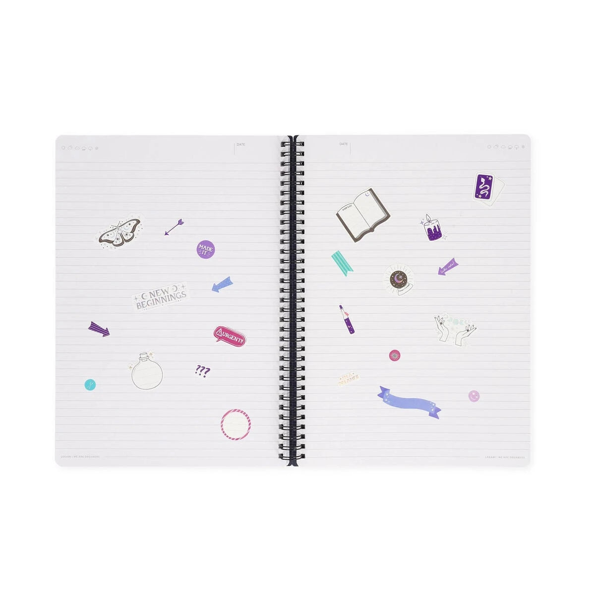 Legami - A4 Lined Defter ile Illustrated Hard Kılıf - Moth - Jotter - Spiral-Bound