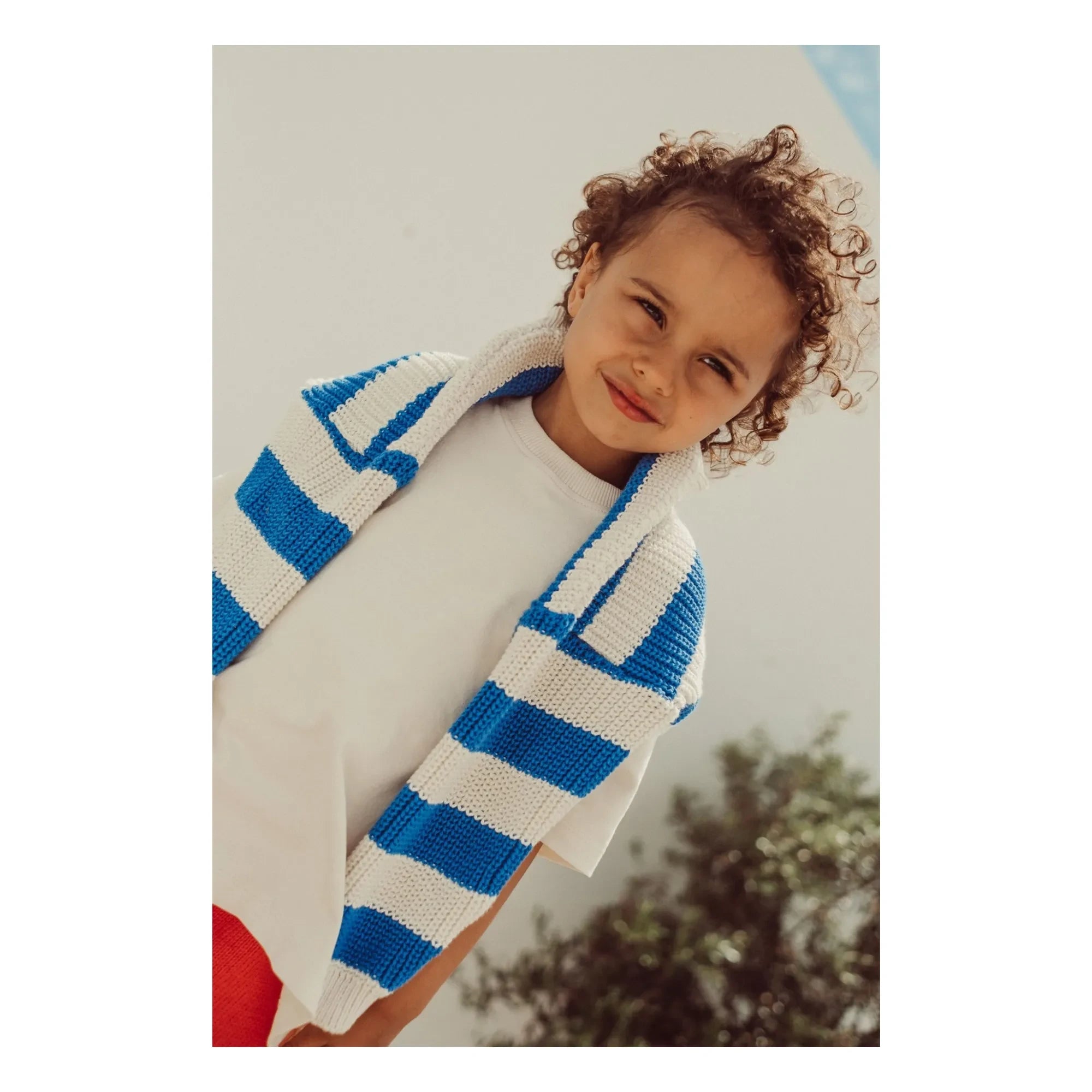 THE LiTTLE POETS - Gastão Striped Organic Cotton Sweater | Royal Blue