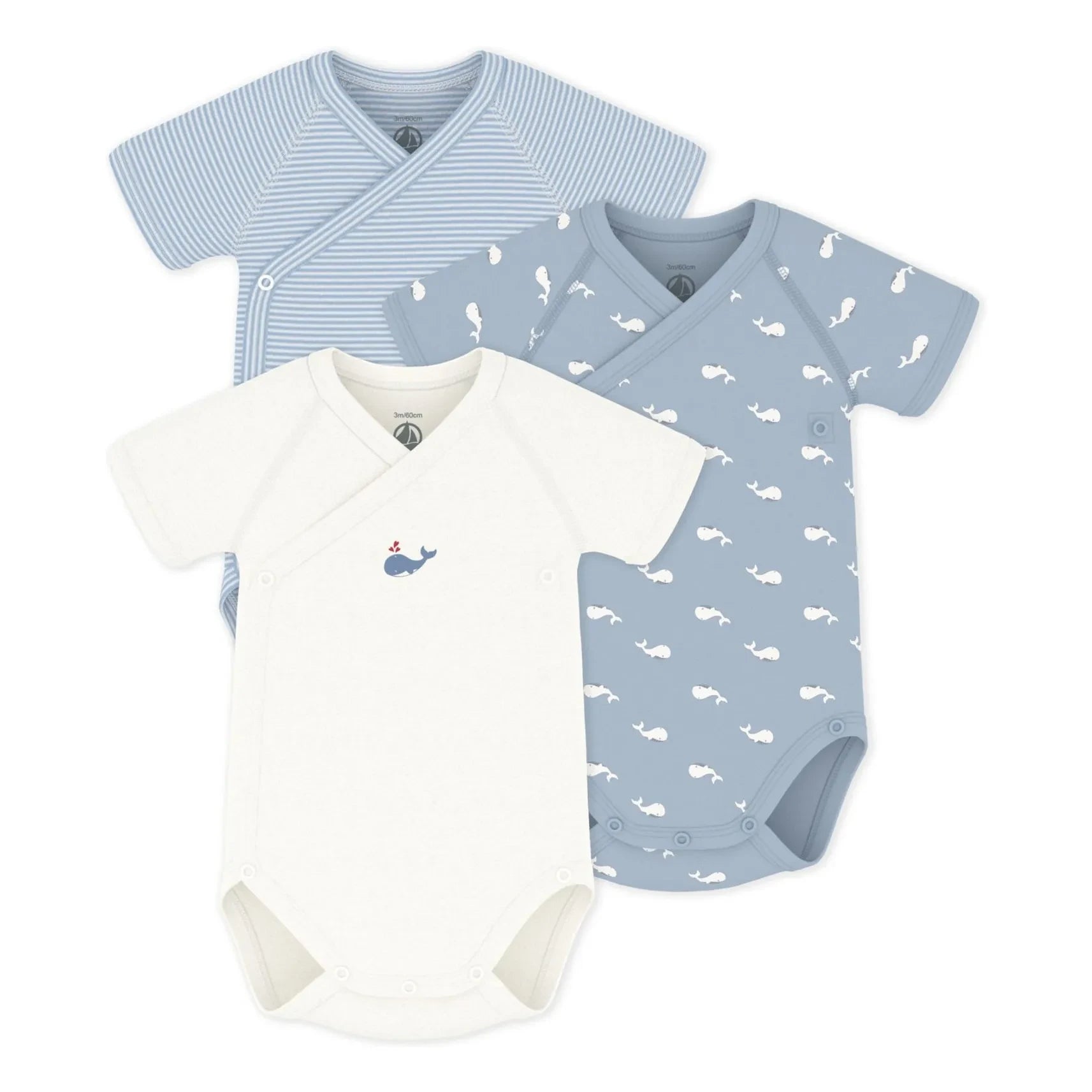 Petit Bateau - Set of 3 Whale Crossbody Bags Organic Cotton | Blue