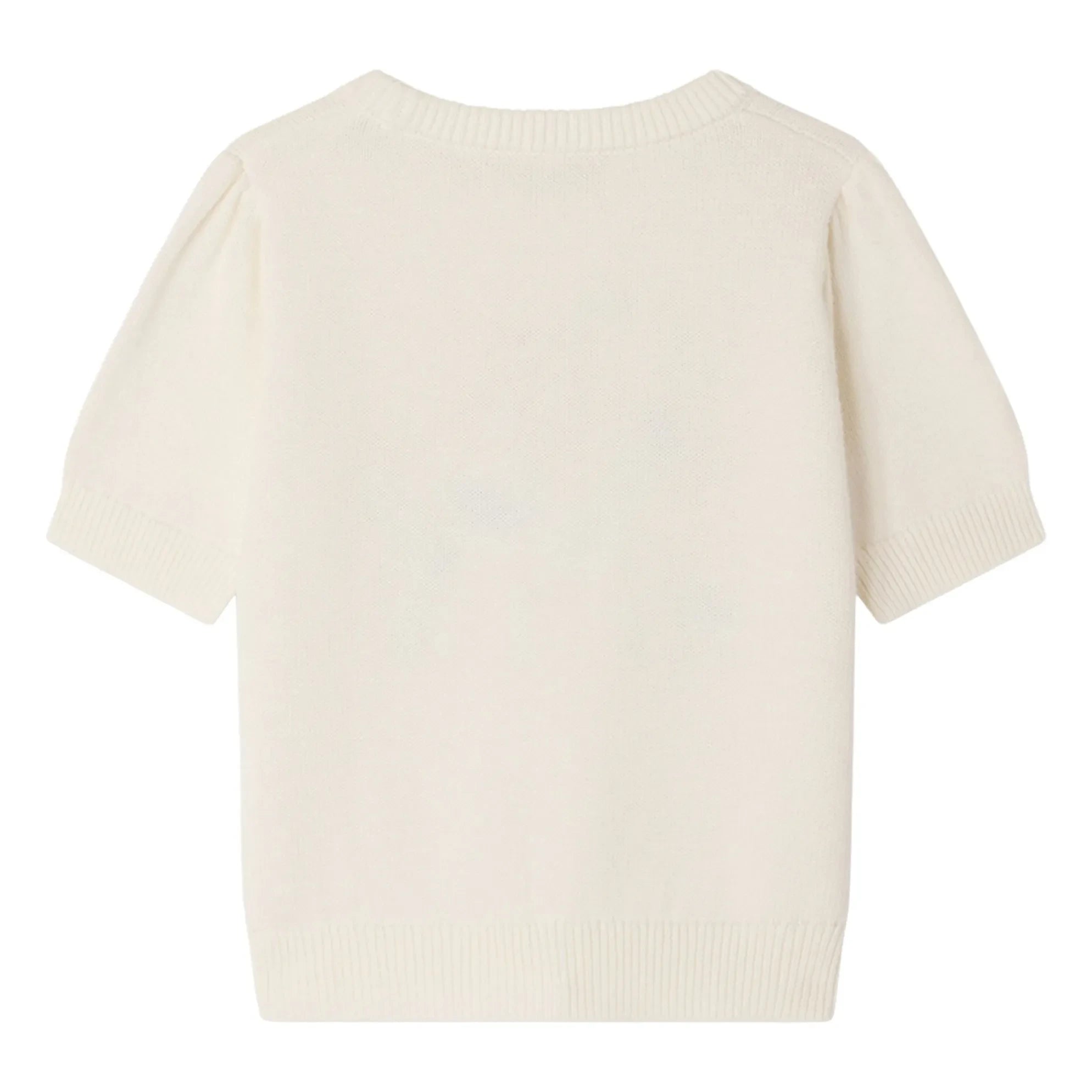 Bonpoint - Elvira Fine Knit T-Shirt Organic Cotton Flowers | Ecru