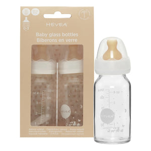 Hevea - Glass Baby Bottle 240 ml - 2-piece Set