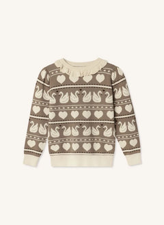 Fliink - Lovely Swans Organic Cotton Sweater | Ecru