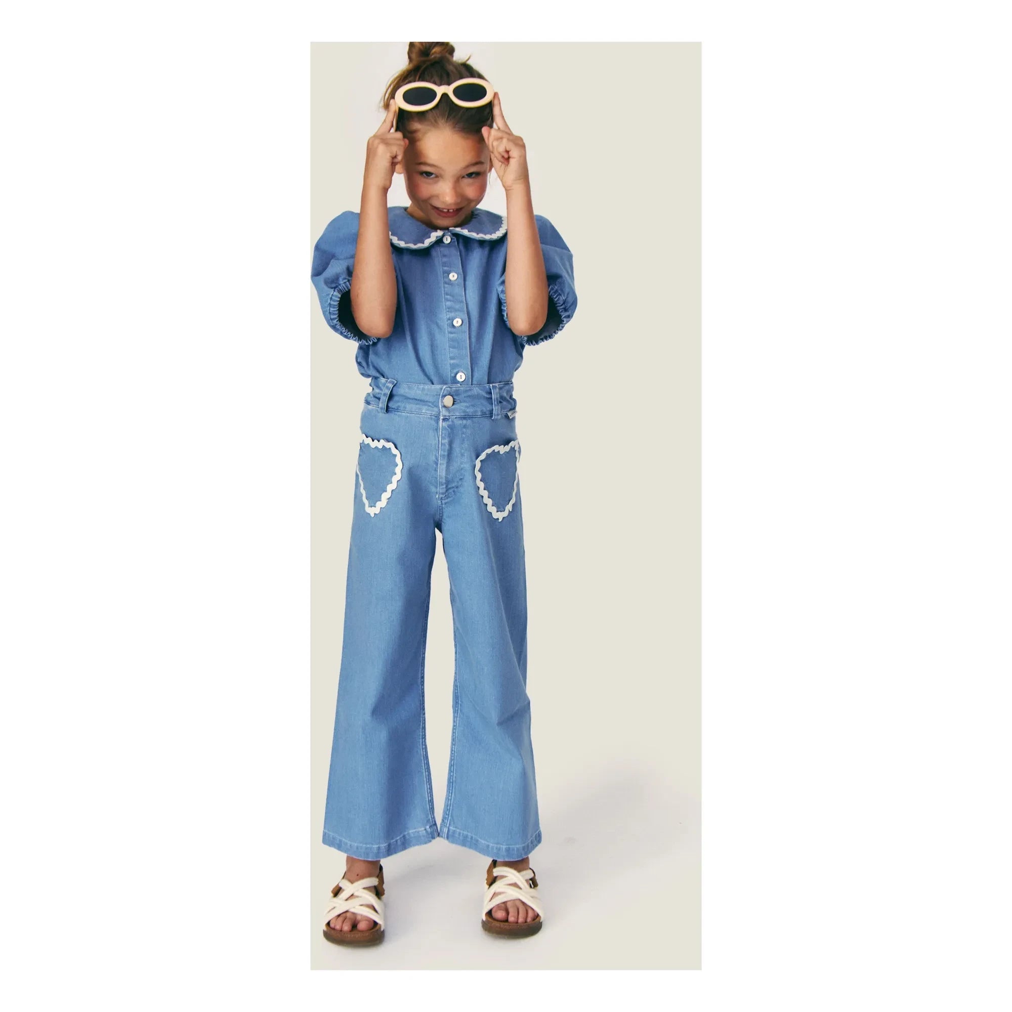 Mipounet - Jean Louise Pockets with Hearts | Light Blue