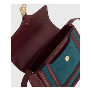 Maria de la Orden - Noah Velvet and Leather Bag | Petrol Blue