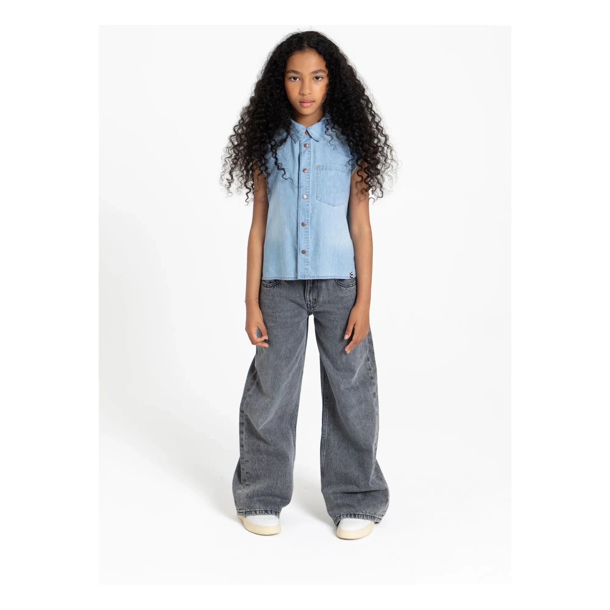 Finger in the Nose - Ella Sleeveless Denim Shirt | Gray