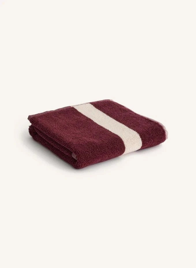 Hay - Striped Bath Towel | Maroon