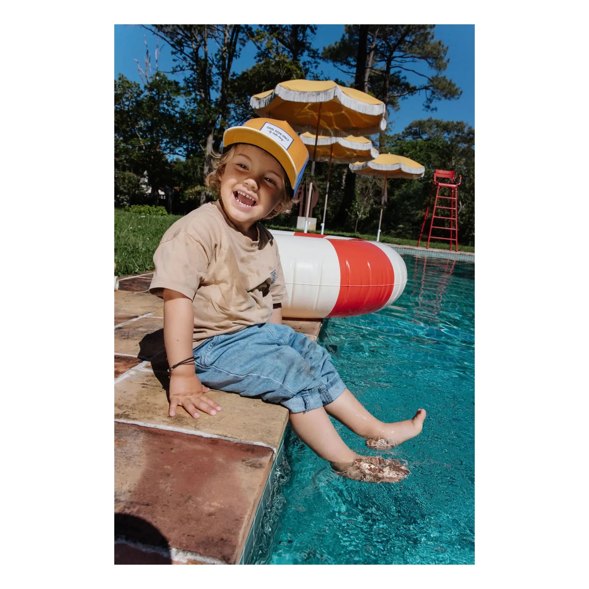 Hello Hossy - Trucker Mini Organic Cotton Curved Visor Hat | Camel