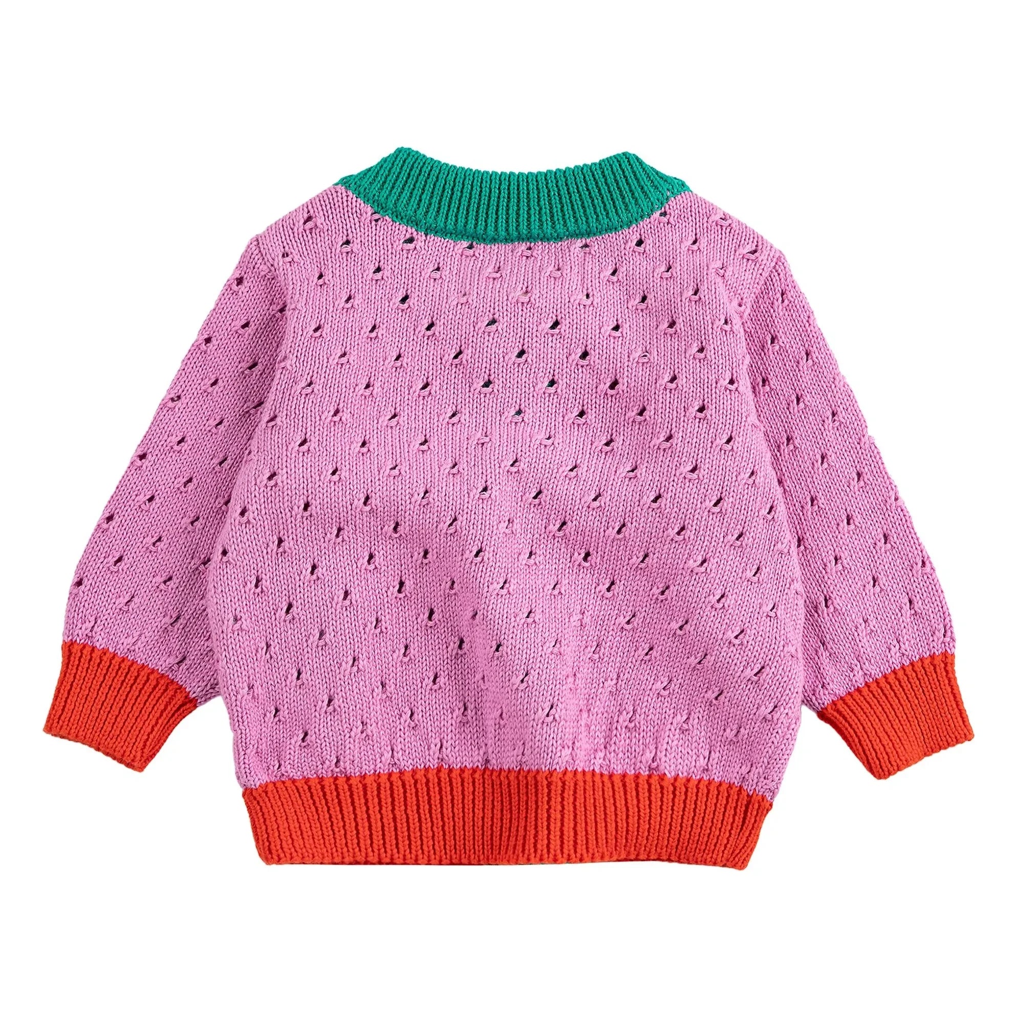 Bobo Choses - Organic Cotton Color Block Textured Cardigan | Purple