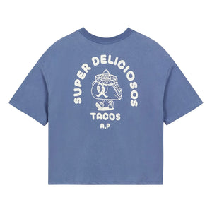 a.p - Super Tacos Organic Cotton T-Shirt | Night Blue